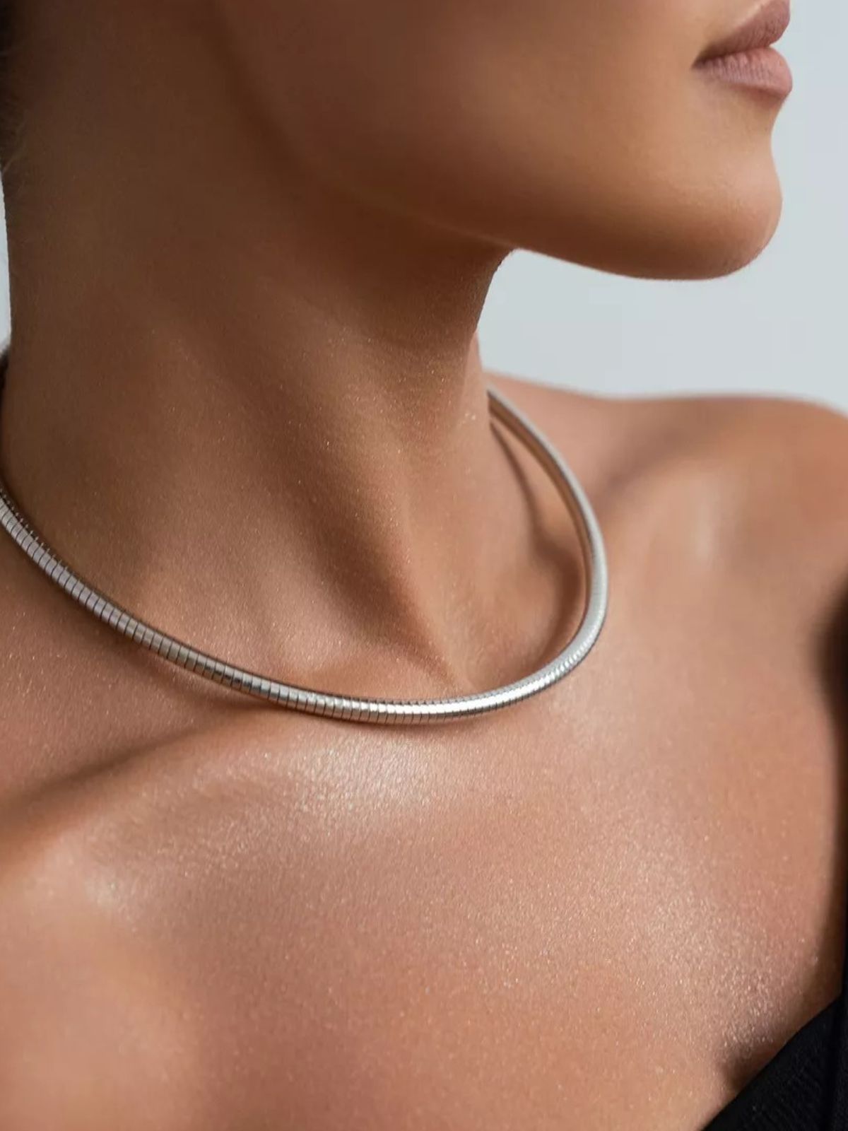 Collier ras du cou doré, style minimaliste, bijou tendance femme, acier hypoallergénique, idée cadeau chic, modèle Fiorine - Collier - Argent 41 - 50 cm