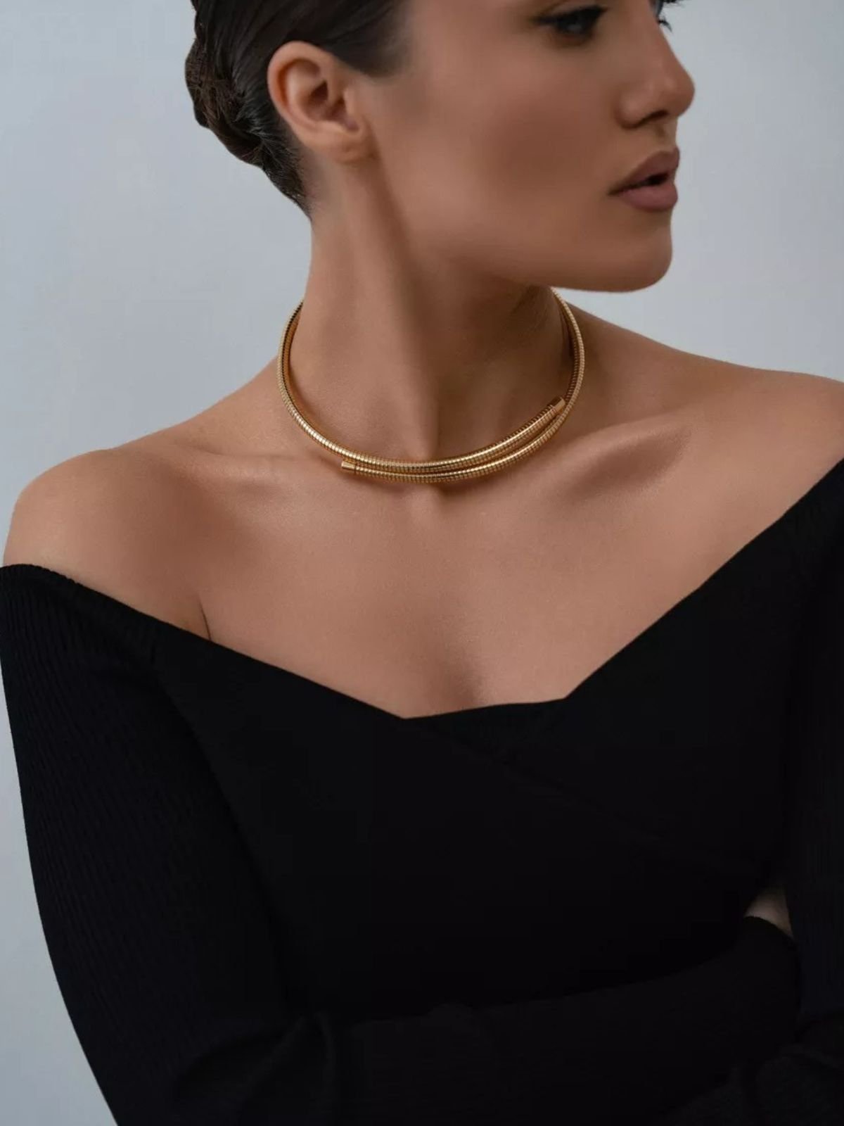 Collier ras du cou doré, style minimaliste, bijou tendance femme, acier hypoallergénique, idée cadeau chic, modèle Fiorine - Collier - Or 41 - 50 cm