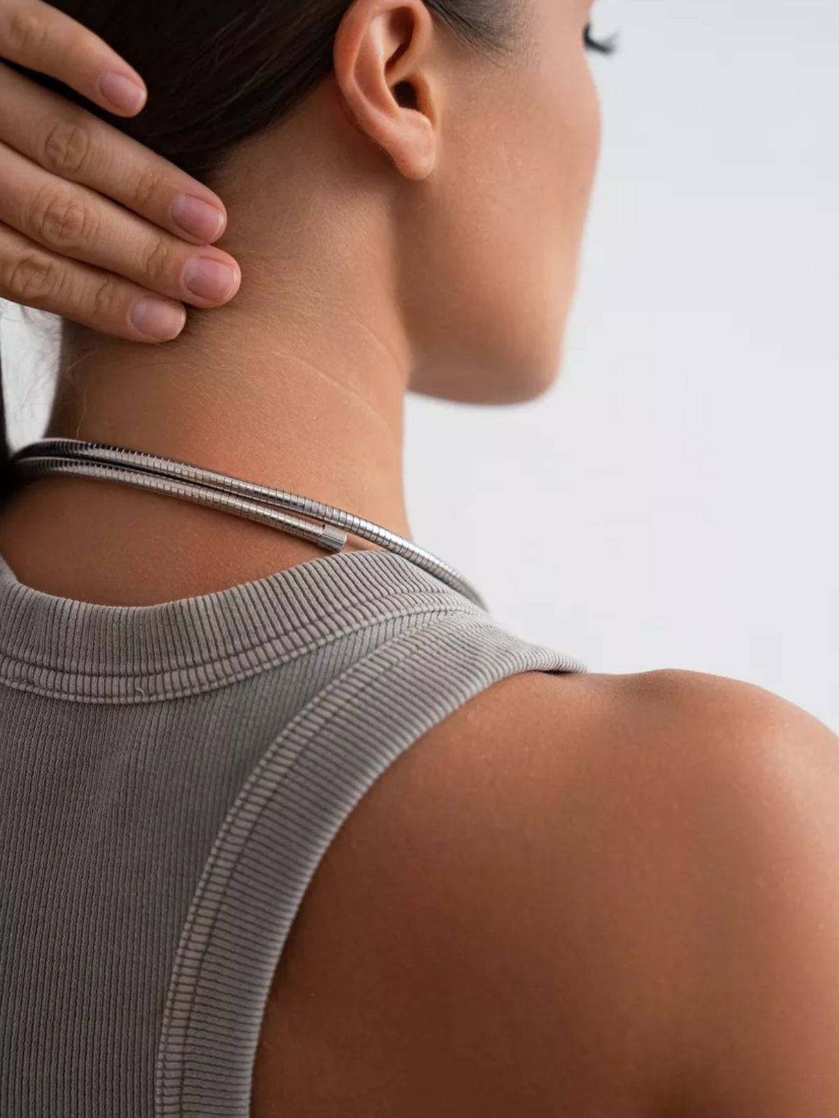 Collier ras du cou doré, style minimaliste, bijou tendance femme, acier hypoallergénique, idée cadeau chic, modèle Fiorine - Collier - Argent 41 - 50 cm