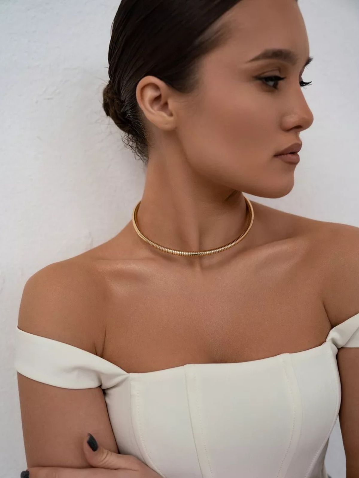 Collier ras du cou doré, style minimaliste, bijou tendance femme, acier hypoallergénique, idée cadeau chic, modèle Fiorine - Collier - Or 41 - 50 cm