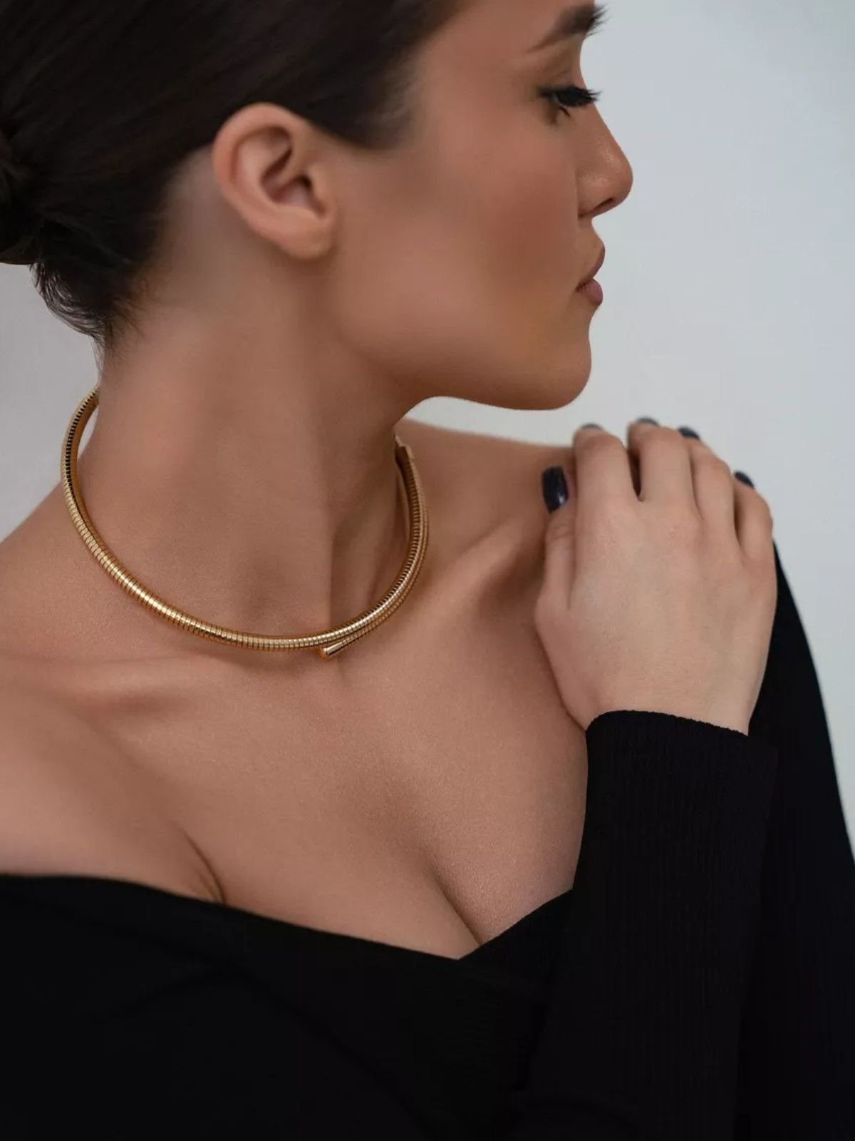 Collier ras du cou doré, style minimaliste, bijou tendance femme, acier hypoallergénique, idée cadeau chic, modèle Fiorine - Collier - Or 41 - 50 cm