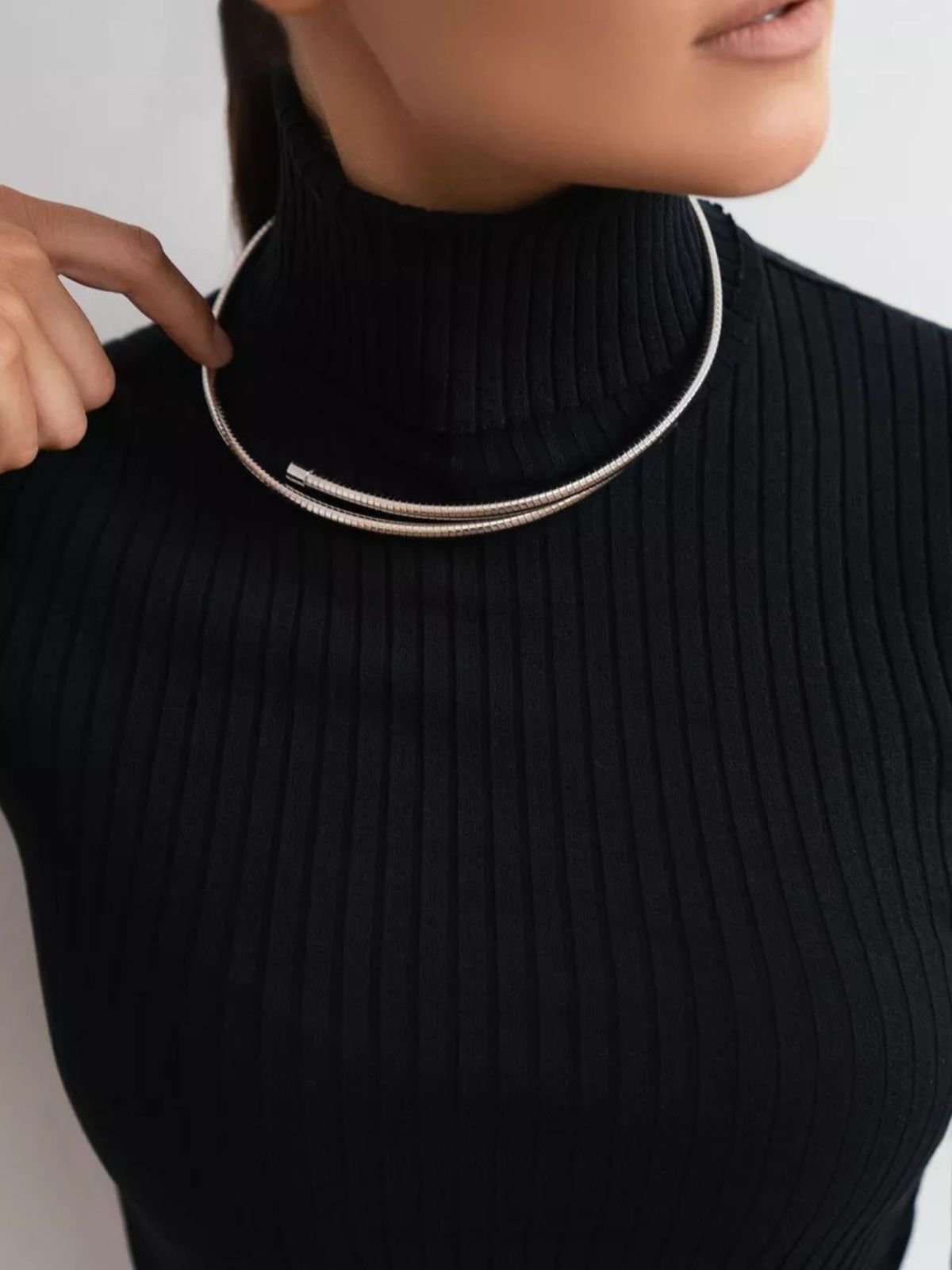 Collier ras du cou doré, style minimaliste, bijou tendance femme, acier hypoallergénique, idée cadeau chic, modèle Fiorine - Collier - Argent 41 - 50 cm