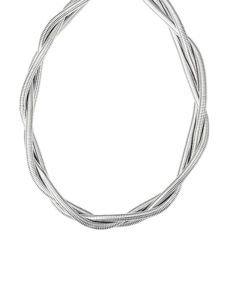 Collier rigide femme, choker métal doré, collier trois rangs, style géométrique, bijou tendance Y2K, modèle Vita - Collier - Argent 40 - 45 cm