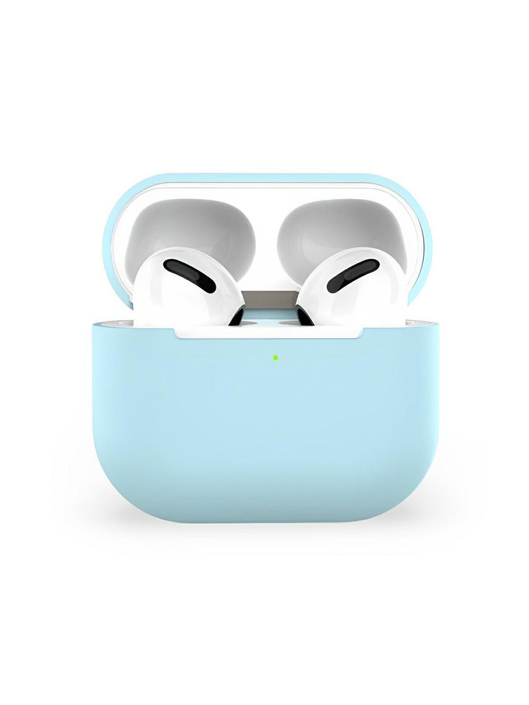 Coque de protection AirPods 3, protection antichoc, couleur unie, LED visible, modèle Nova - Écouteurs sans fil - Bleu ciel