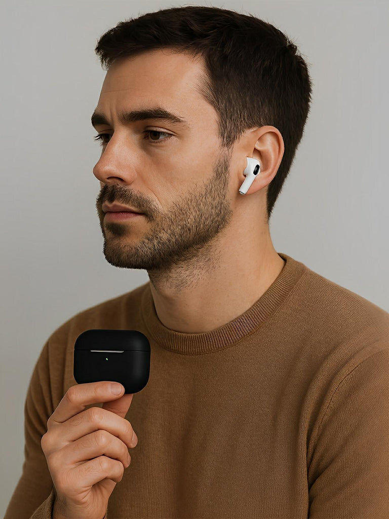 Coque de protection AirPods 3, protection antichoc, couleur unie, LED visible, modèle Nova - Écouteurs sans fil - Noir