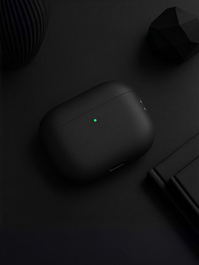 Coque en silicone pour AirPods Pro 1 Pro 2, protection souple, LED visible, charge filaire, design uni, modèle Toko - Écouteurs sans fil - Noir