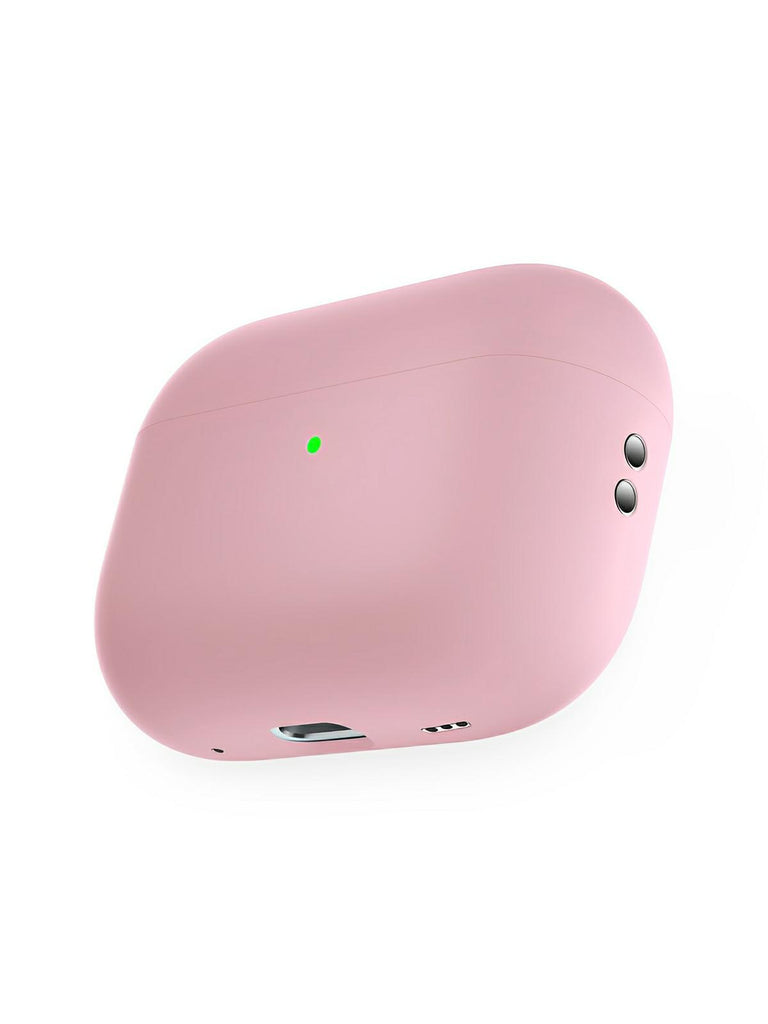 Coque en silicone pour AirPods Pro 1 Pro 2, protection souple, LED visible, charge filaire, design uni, modèle Toko - Écouteurs sans fil - Rose