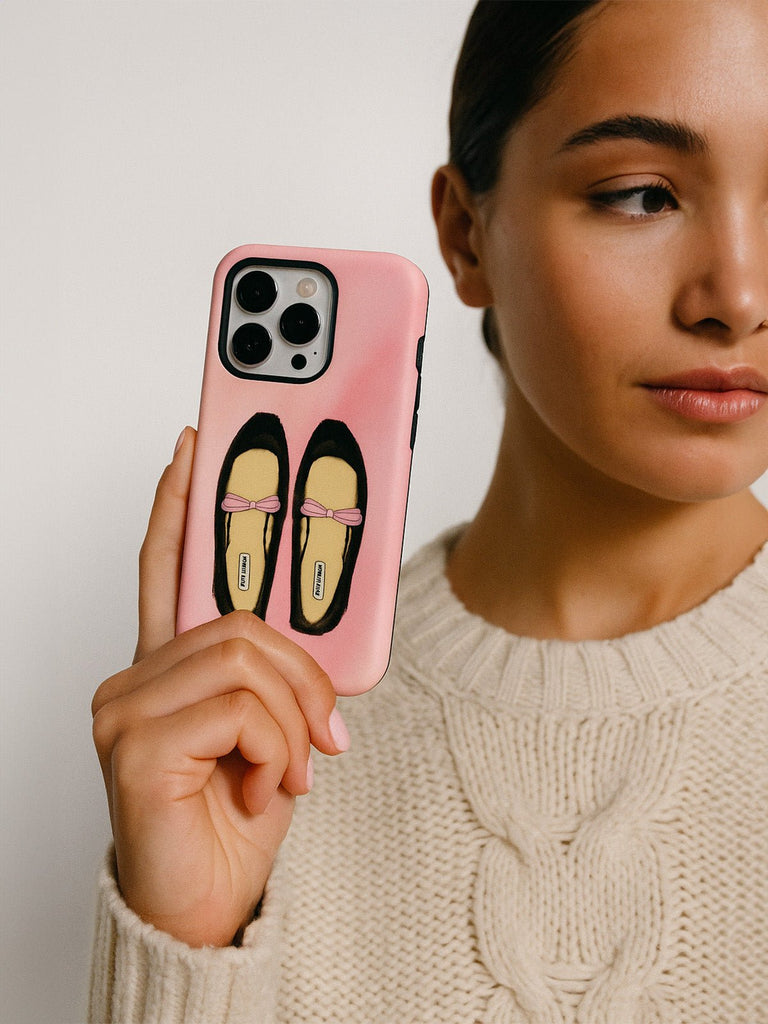 Coque iPhone ballerines roses, protection renforcée anti - choc, design girly et créatif, finition mate douce au toucher, style tendance ins, modèle Junya - Coque iPhone - Rose iPhone XR