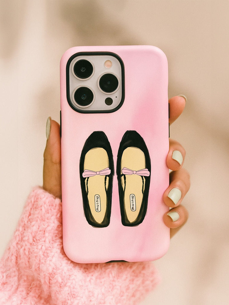 Coque iPhone ballerines roses, protection renforcée anti - choc, design girly et créatif, finition mate douce au toucher, style tendance ins, modèle Junya - Coque iPhone - Rose iPhone XR