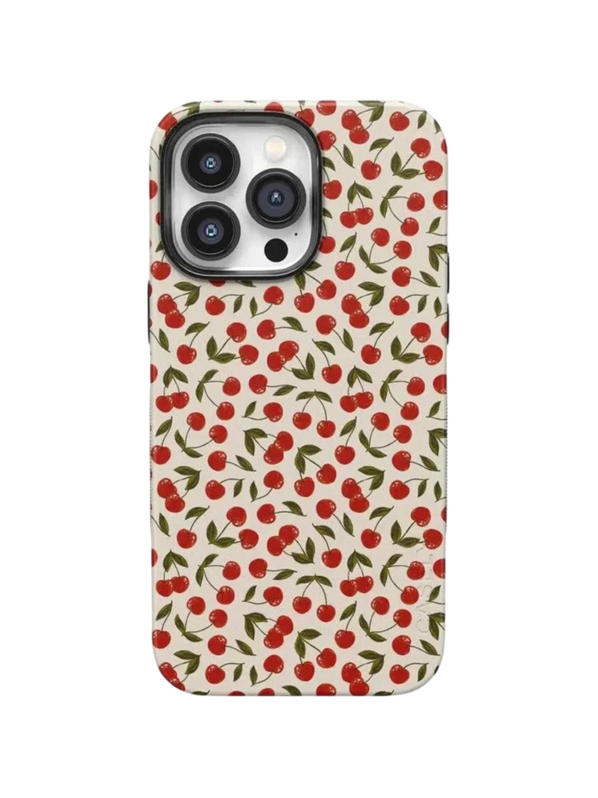 Coque iPhone cerises, motif fruité rouge, protection rigide antichoc, design mignon, compatible MagSafe, modèle Loza - Coque iPhone - Blanc et rouge iPhone X