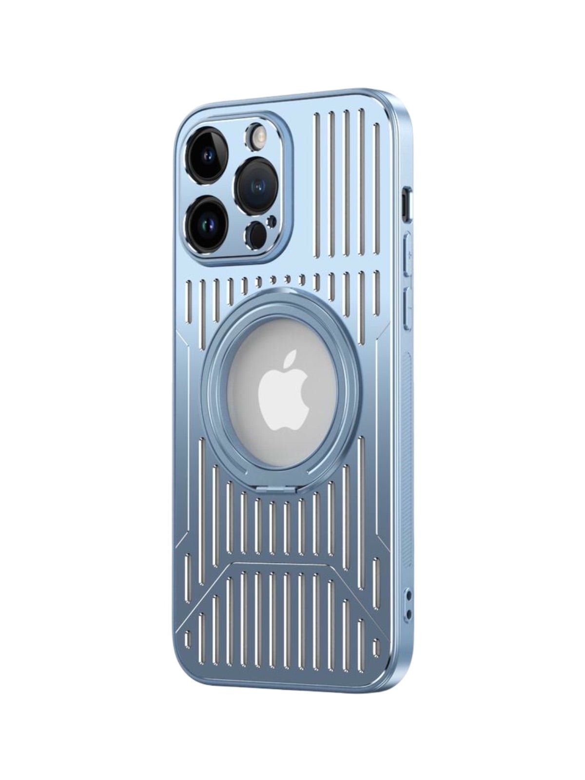 Coque iPhone magnétique, support rotatif, protection renforcée, design métallique, fonction anti - traces, modèle Erio - Coque iPhone - Bleu iPhone 12