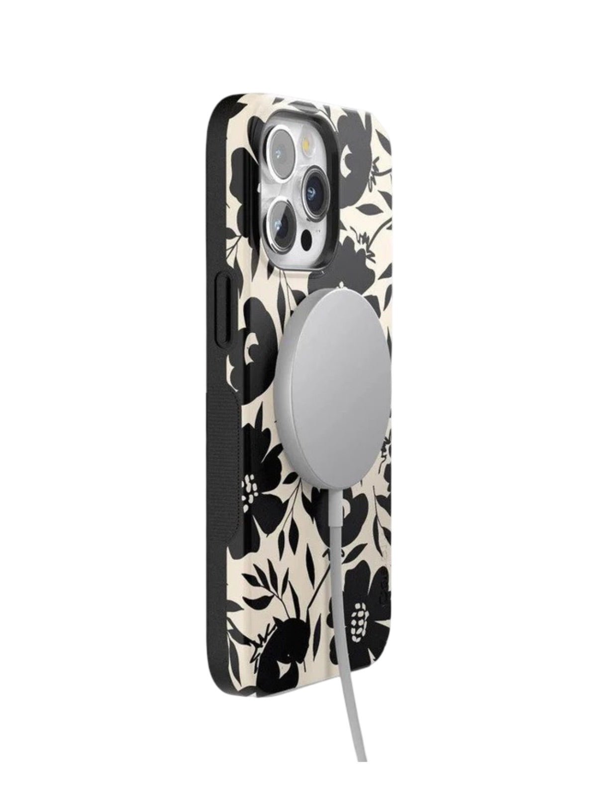 Coque iPhone noir et blanc, motif floral graphique, protection antichoc, finition mate ou brillante, compatible MagSafe, modèle Psica - Coque iPhone - Noir et blanc iPhone 11