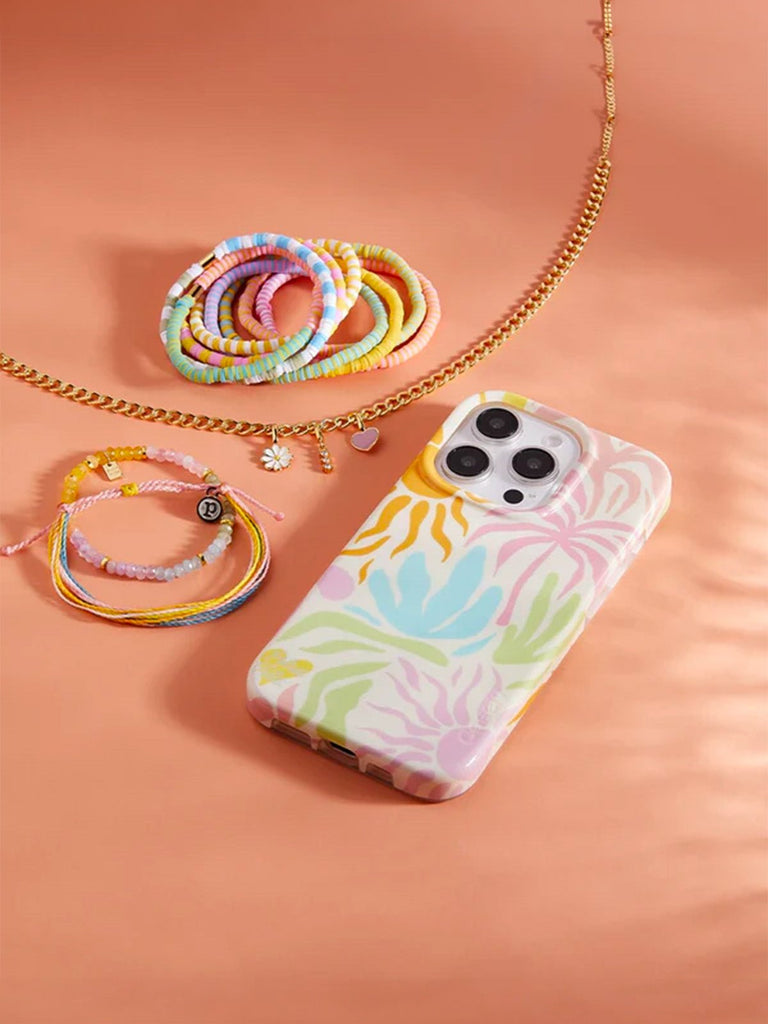 Coque iPhone tropicale, protection colorée, fleurs abstraites, design artistique, collection été, compatible MagSafe, modèle Tropica - Coque iPhone - Multicolore iPhone 11