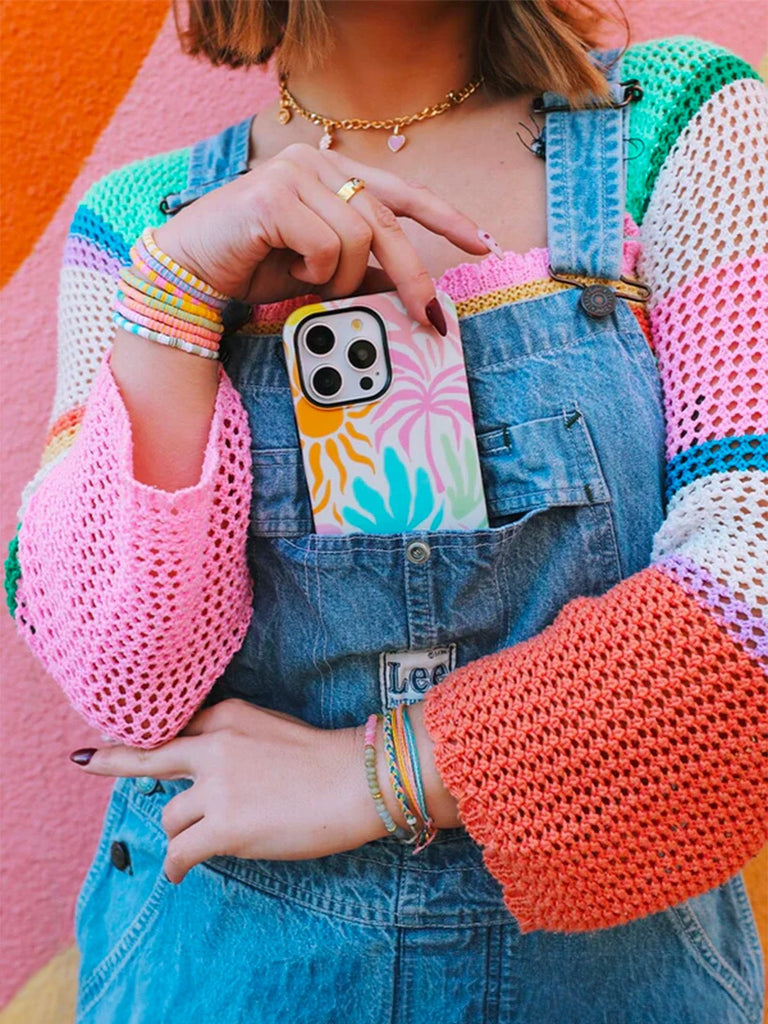 Coque iPhone tropicale, protection colorée, fleurs abstraites, design artistique, collection été, compatible MagSafe, modèle Tropica - Coque iPhone - Multicolore iPhone 11