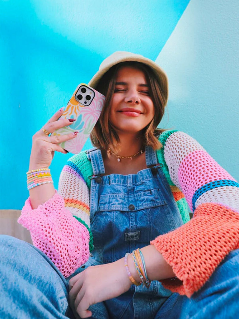 Coque iPhone tropicale, protection colorée, fleurs abstraites, design artistique, collection été, compatible MagSafe, modèle Tropica - Coque iPhone - Multicolore iPhone 11