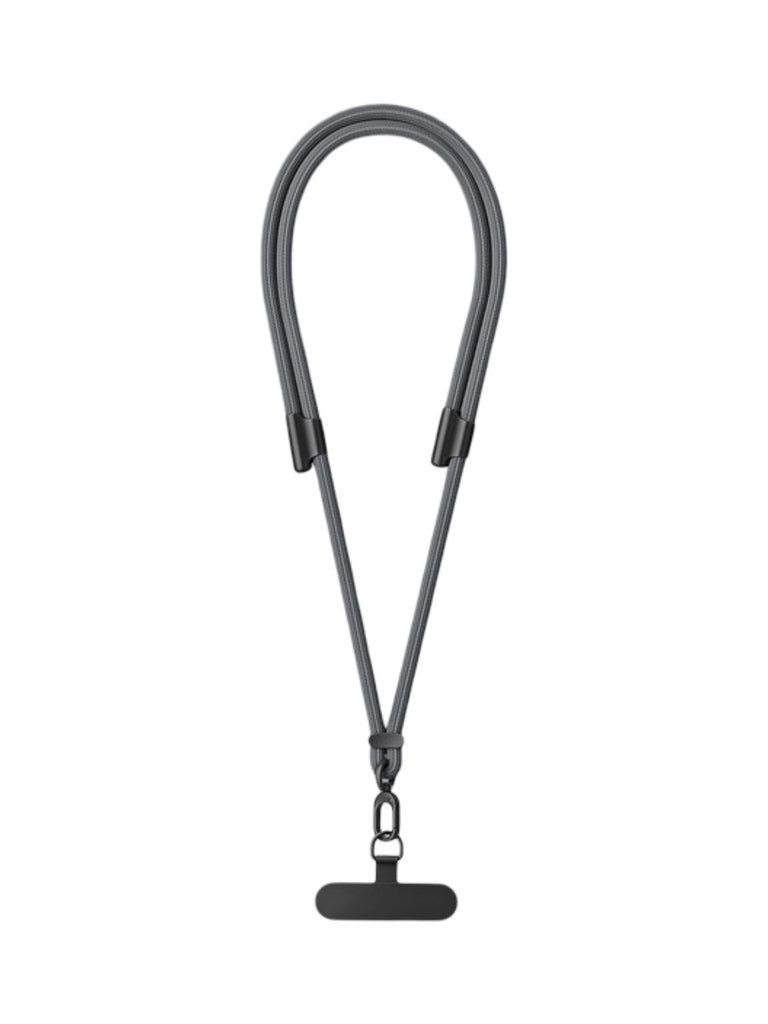 Cordon de téléphone, tour de cou réglable, cordon anti - chute smartphone, sangle tressée polyester, mousqueton métal robuste, modèle Bastine - Cordon de téléphone - Gris