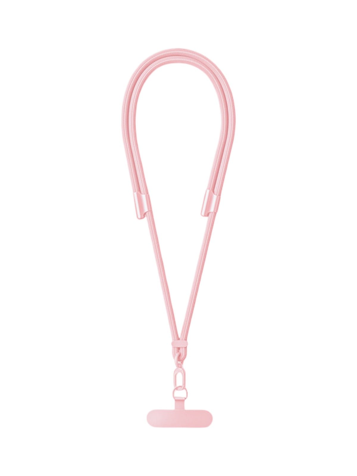 Cordon de téléphone, tour de cou réglable, cordon anti - chute smartphone, sangle tressée polyester, mousqueton métal robuste, modèle Bastine - Cordon de téléphone - Rose