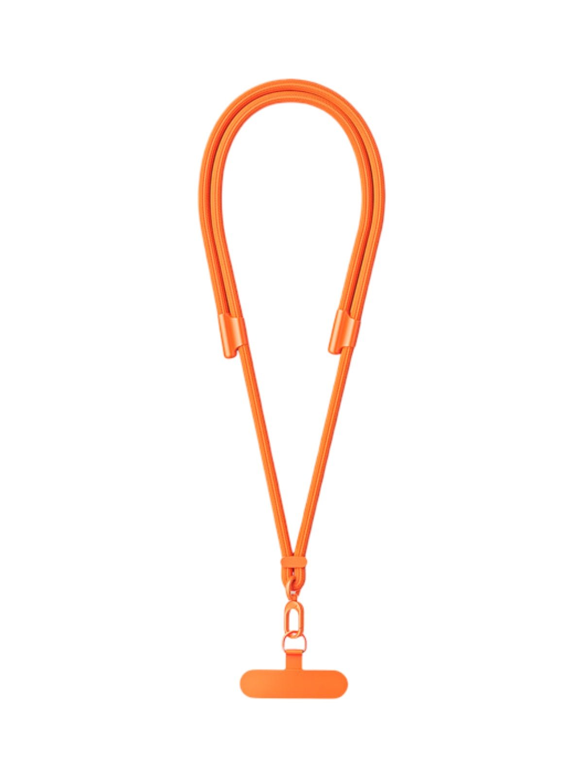 Cordon de téléphone, tour de cou réglable, cordon anti - chute smartphone, sangle tressée polyester, mousqueton métal robuste, modèle Bastine - Cordon de téléphone - Orange