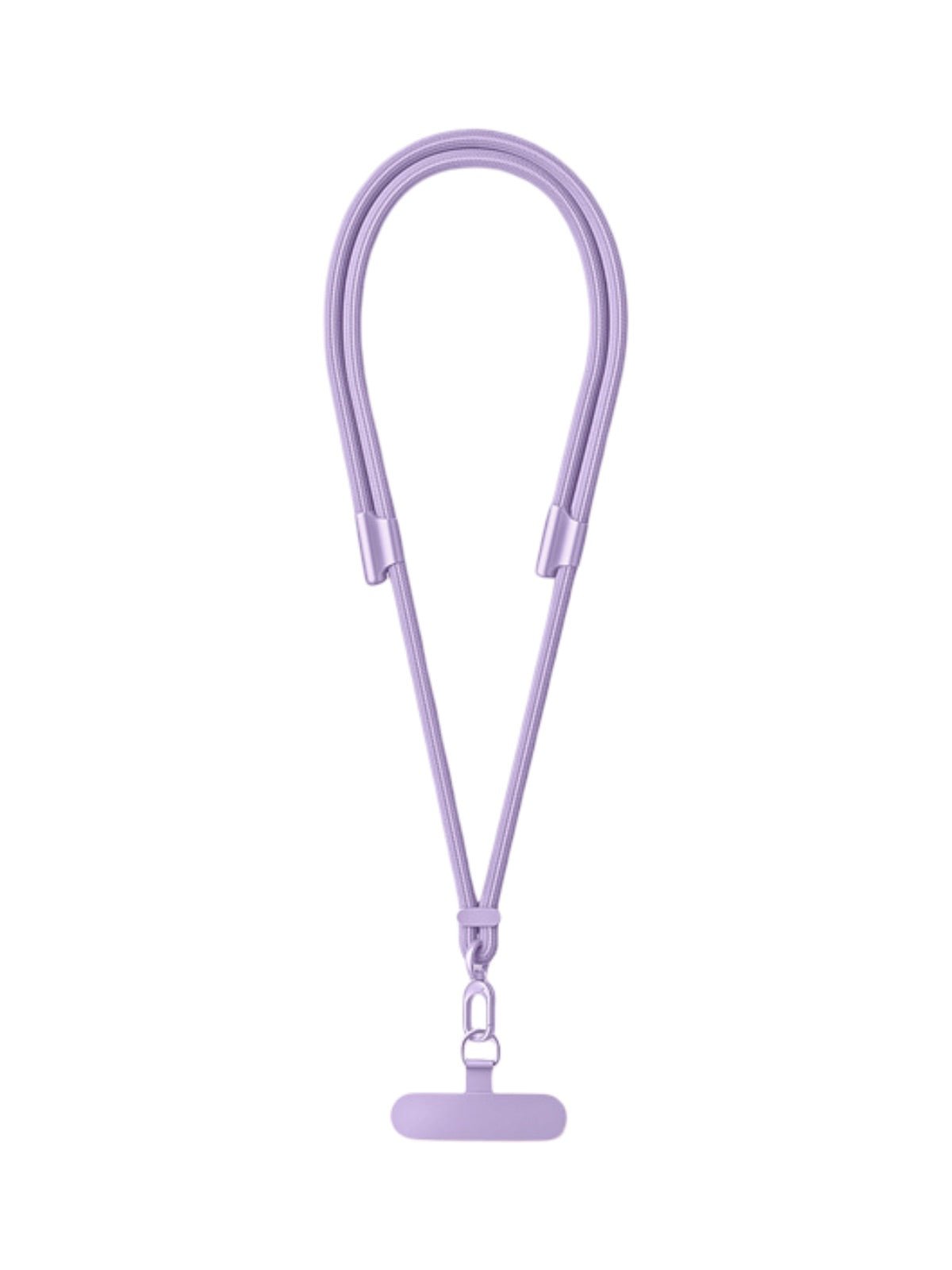 Cordon de téléphone, tour de cou réglable, cordon anti - chute smartphone, sangle tressée polyester, mousqueton métal robuste, modèle Bastine - Cordon de téléphone - Lavande