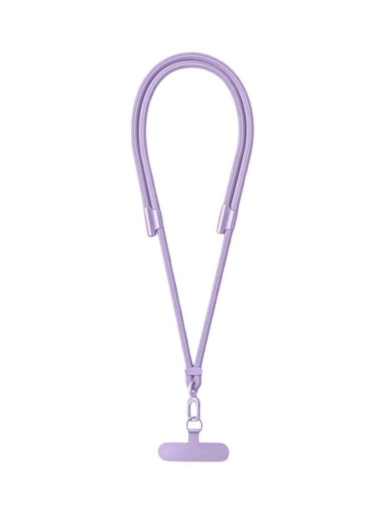 Cordon de téléphone, tour de cou réglable, cordon anti - chute smartphone, sangle tressée polyester, mousqueton métal robuste, modèle Bastine - Cordon de téléphone - Lavande