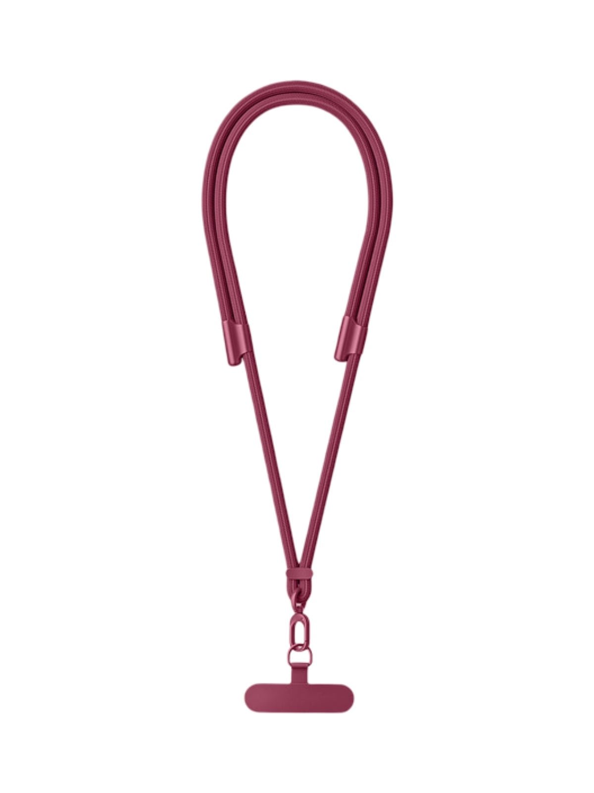 Cordon de téléphone, tour de cou réglable, cordon anti - chute smartphone, sangle tressée polyester, mousqueton métal robuste, modèle Bastine - Cordon de téléphone - Pourpre