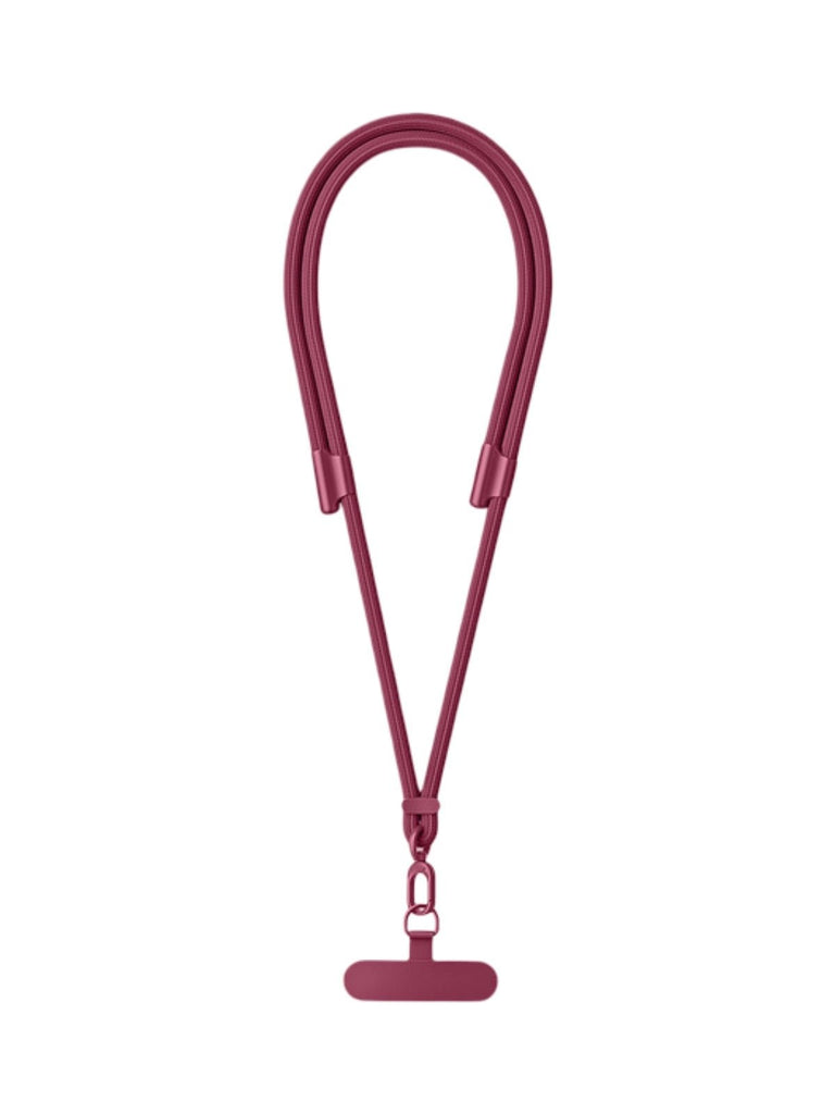 Cordon de téléphone, tour de cou réglable, cordon anti - chute smartphone, sangle tressée polyester, mousqueton métal robuste, modèle Bastine - Cordon de téléphone - Pourpre