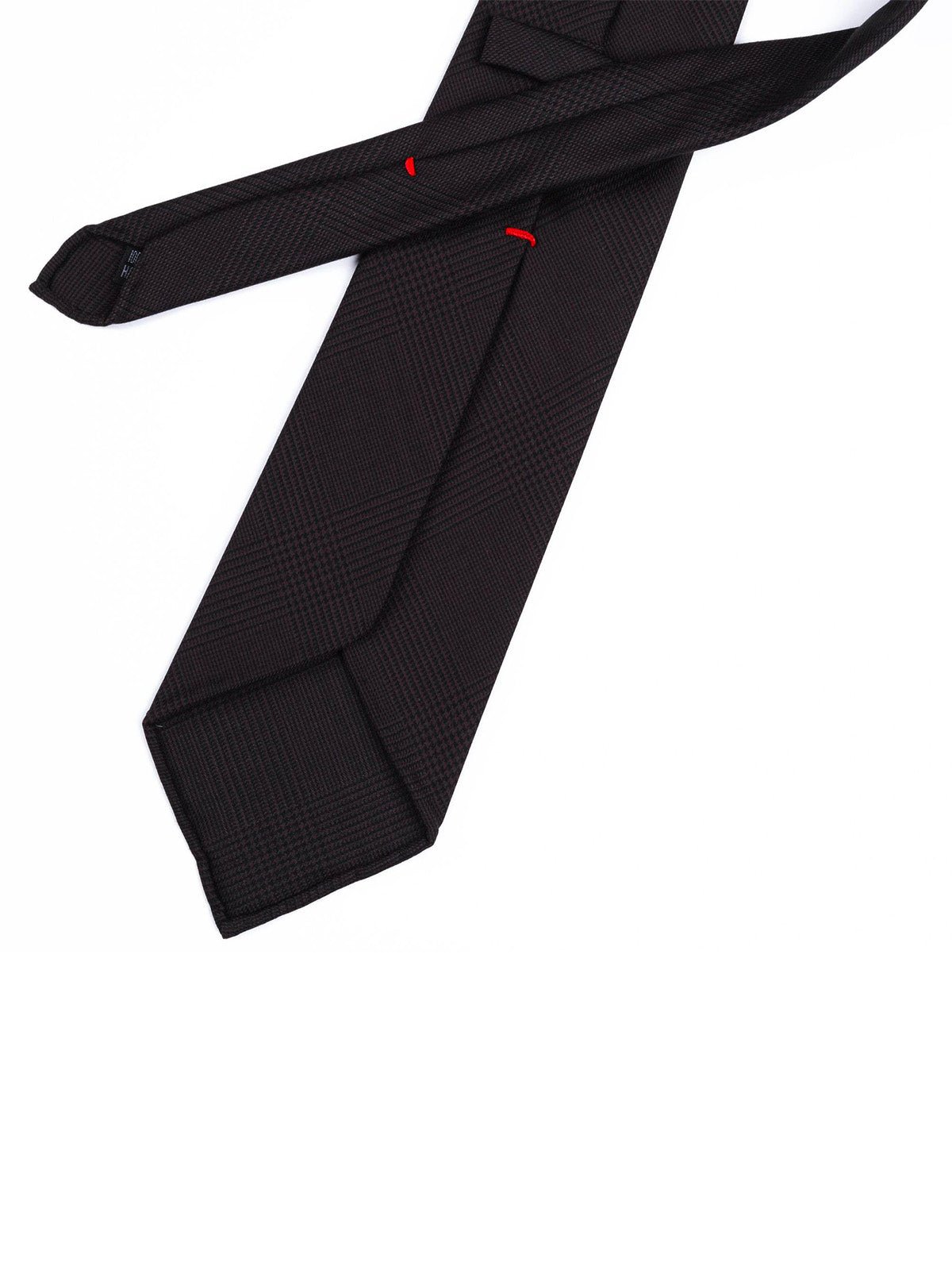 Cravate en laine fine homme, motif discret prince de galles, noire à texture subtile, style business chic, finition roulottée main, modèle Maximilien - Bonnets - Noir