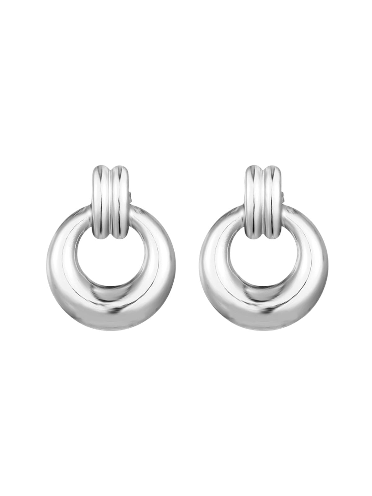 Créoles épaisses dorées, design géométrique, acier inoxydable, boucle d’oreille ronde, modèle Youti - Bague - Argent