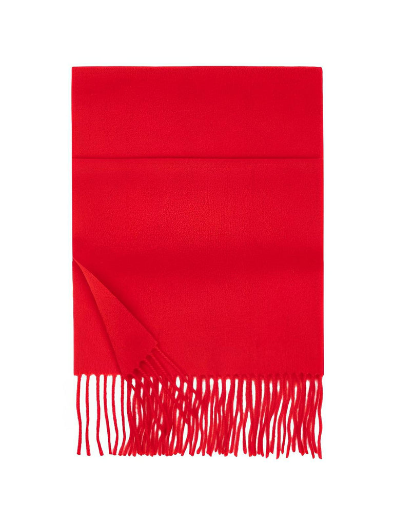 Écharpe 100% laine, hiver, grande écharpe chaude, couleur unie, écharpe à franges, modèle Alba - Écharpe - Rouge