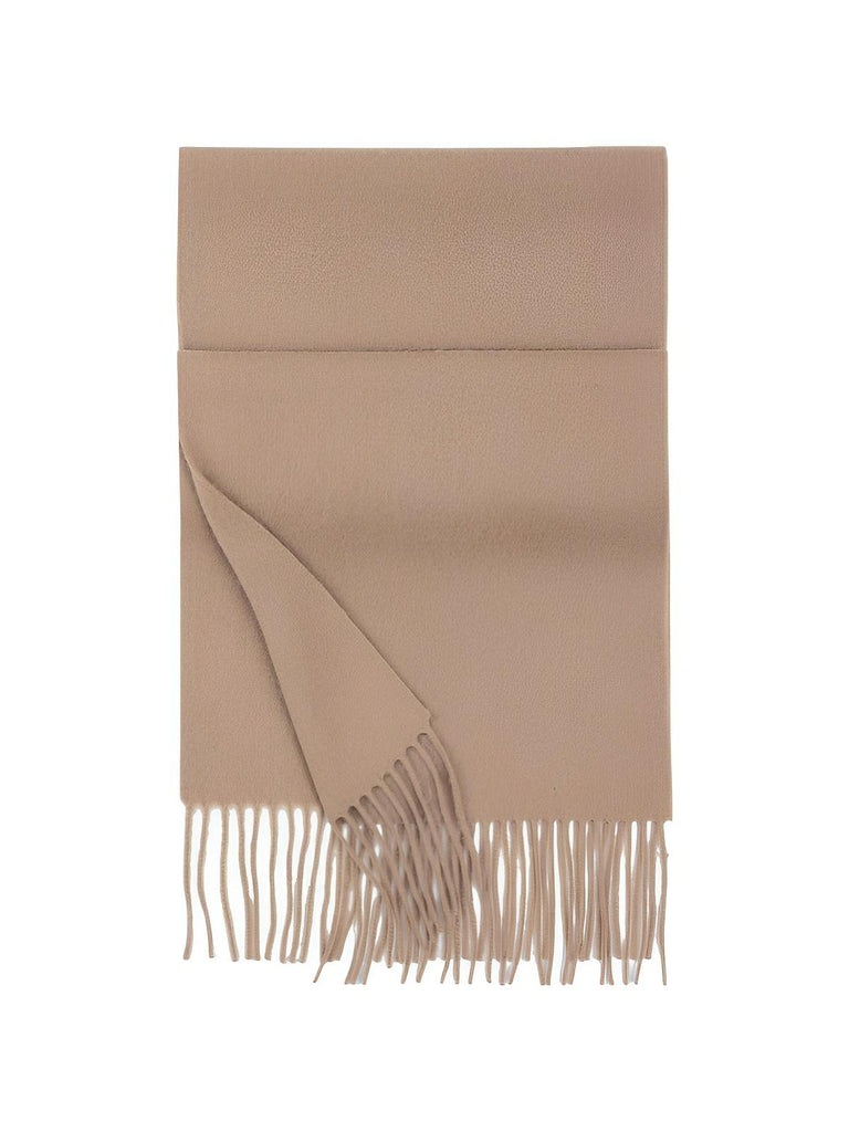 Écharpe 100% laine, hiver, grande écharpe chaude, couleur unie, écharpe à franges, modèle Alba - Écharpe - Beige