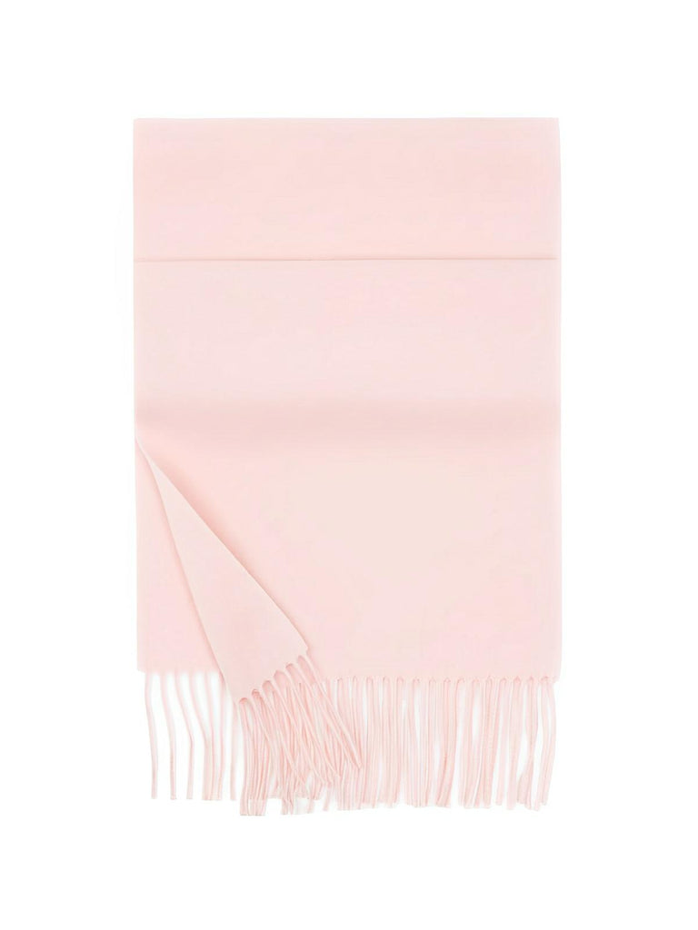 Écharpe 100% laine, hiver, grande écharpe chaude, couleur unie, écharpe à franges, modèle Alba - Écharpe - Rose