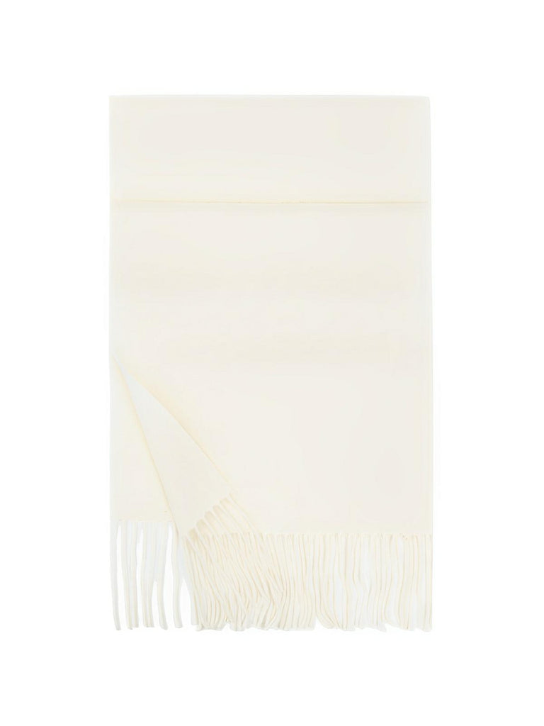 Écharpe 100% laine, hiver, grande écharpe chaude, couleur unie, écharpe à franges, modèle Alba - Écharpe - Blanc