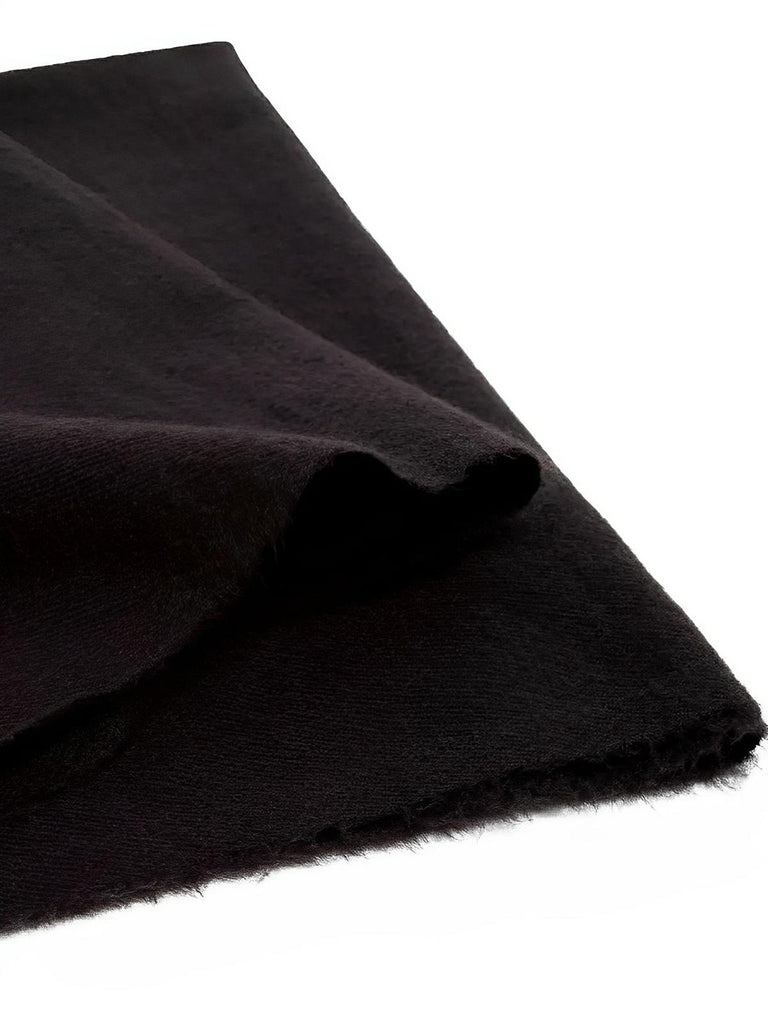 Écharpe 100% laine, hiver, grande écharpe chaude, couleur unie, écharpe à franges, modèle Alba - Écharpe - Noir