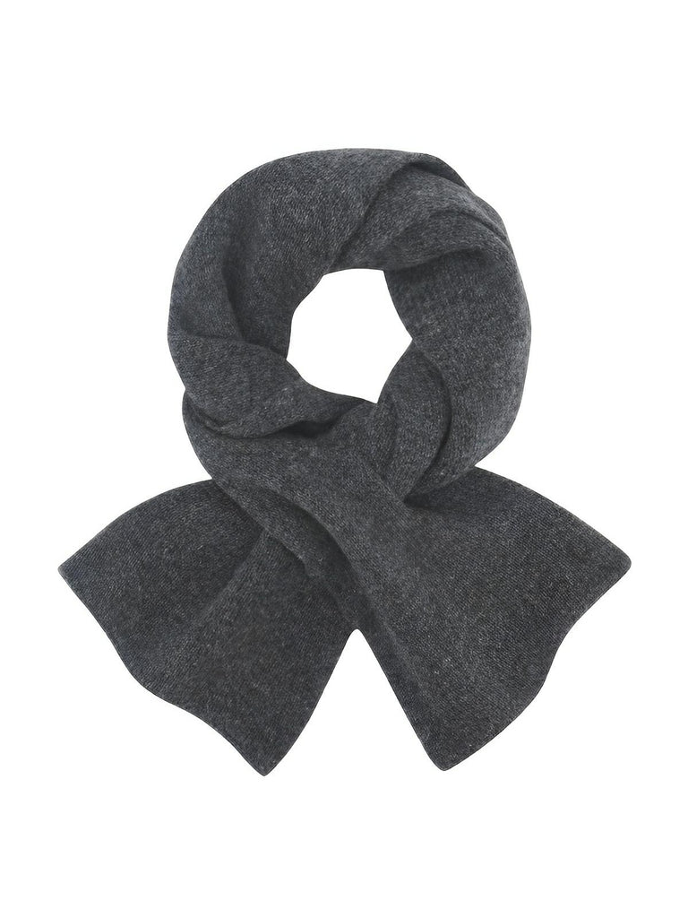 Écharpe 100% laine pour femme, style foulard d'hiver, petite écharpe chaude, couleur unie, modèle Amira - Écharpe - Gris foncé
