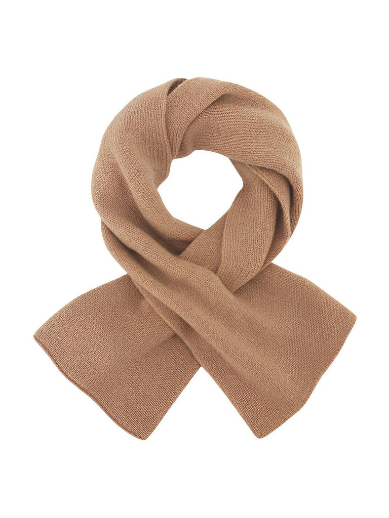 Écharpe 100% laine pour femme, style foulard d'hiver, petite écharpe chaude, couleur unie, modèle Amira - Écharpe - Camel