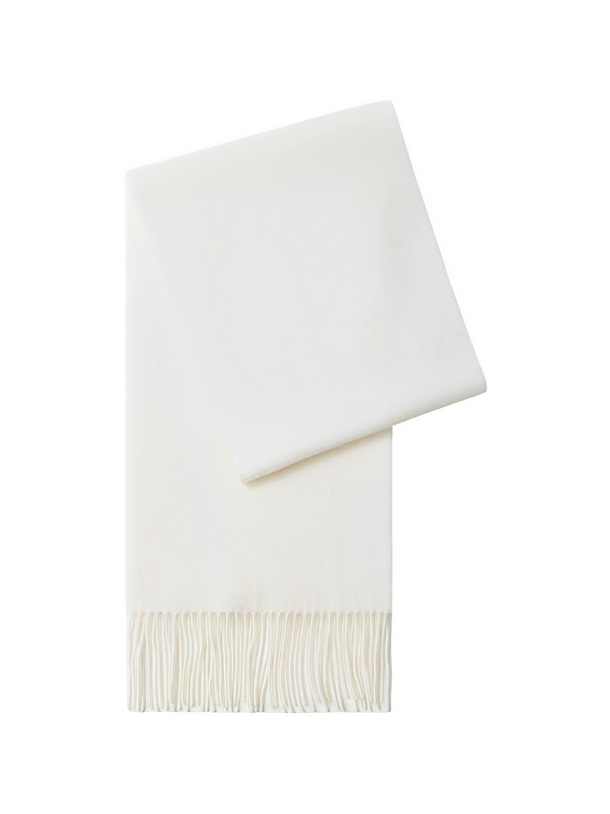 Écharpe chaude en laine douce pour femme, accessoire hivernal long à franges, confort thermique 100% laine naturelle, modèle Wilma - Écharpe - Blanc