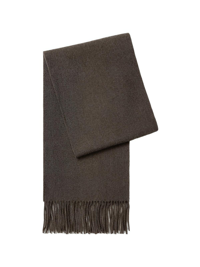 Écharpe chaude en laine douce pour femme, accessoire hivernal long à franges, confort thermique 100% laine naturelle, modèle Wilma - Écharpe - Taupe