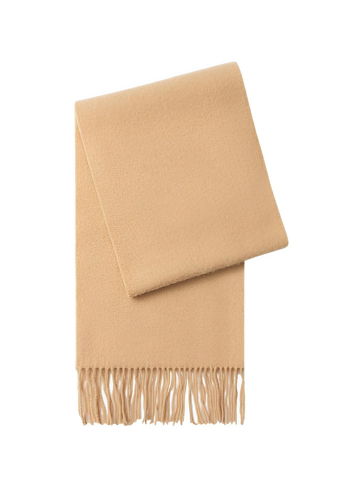 Écharpe chaude en laine douce pour femme, accessoire hivernal long à franges, confort thermique 100% laine naturelle, modèle Wilma - Écharpe - Jaune