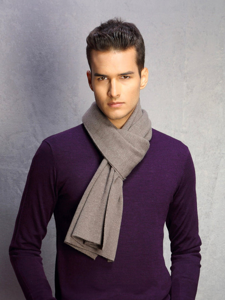 Écharpe chaude en laine, douceur enveloppante pour l’hiver, parfaite pour les journées froides, accessoire incontournable du quotidien, pour l'homme moderne, modèle Mike - Écharpe - Taupe