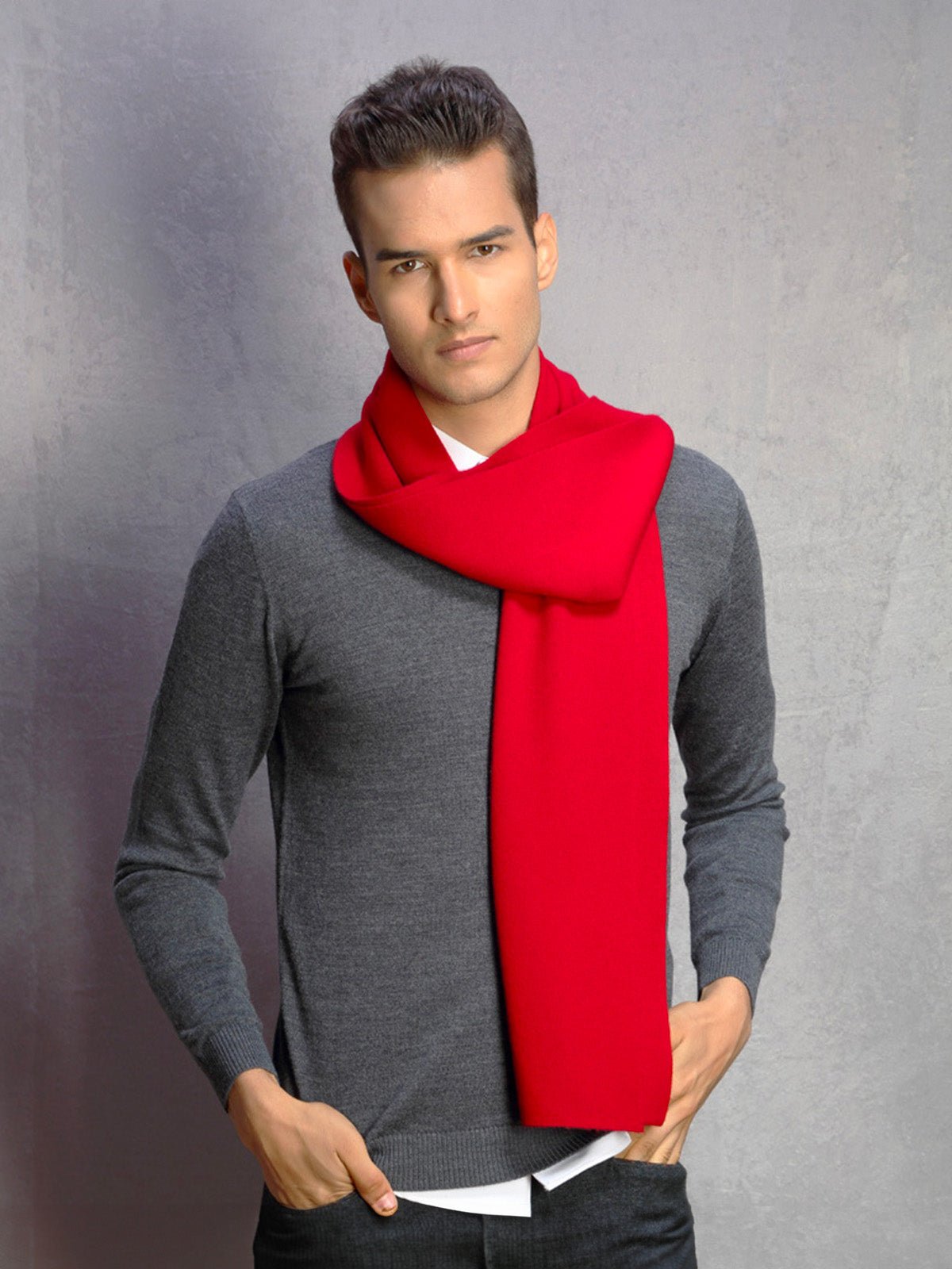 Écharpe chaude en laine, douceur enveloppante pour l’hiver, parfaite pour les journées froides, accessoire incontournable du quotidien, pour l'homme moderne, modèle Mike - Écharpe - Rouge