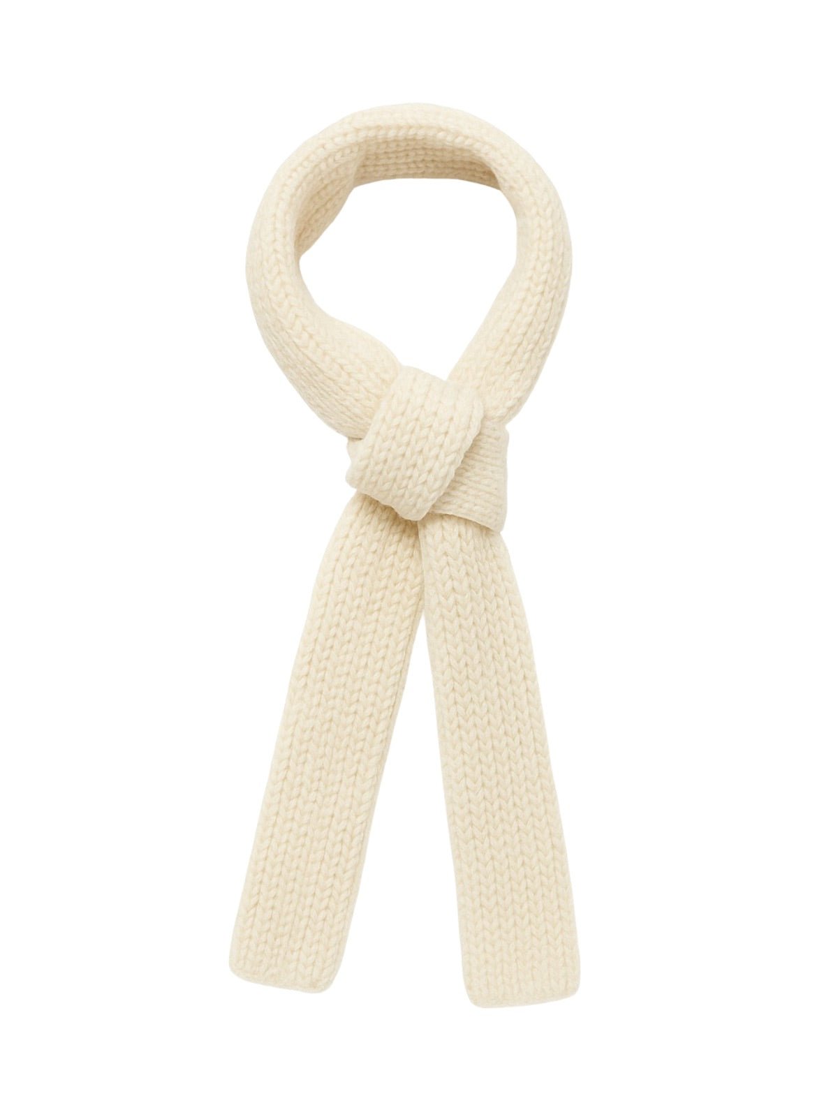 Écharpe courte unisexe en laine mélangée, mini foulard tricoté, douceur chaude pour l’hiver, style minimal chic, accessoire tendance automne hiver, modèle Migène - Écharpe - Blanc