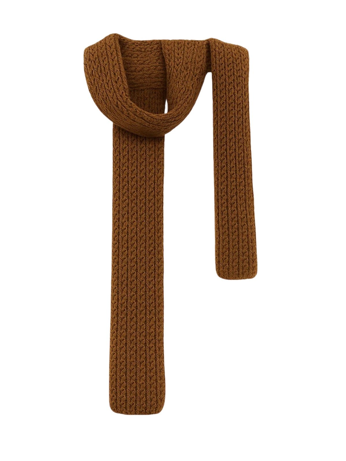 Écharpe courte unisexe en laine mélangée, mini foulard tricoté, douceur chaude pour l’hiver, style minimal chic, accessoire tendance automne hiver, modèle Migène - Écharpe - Marron