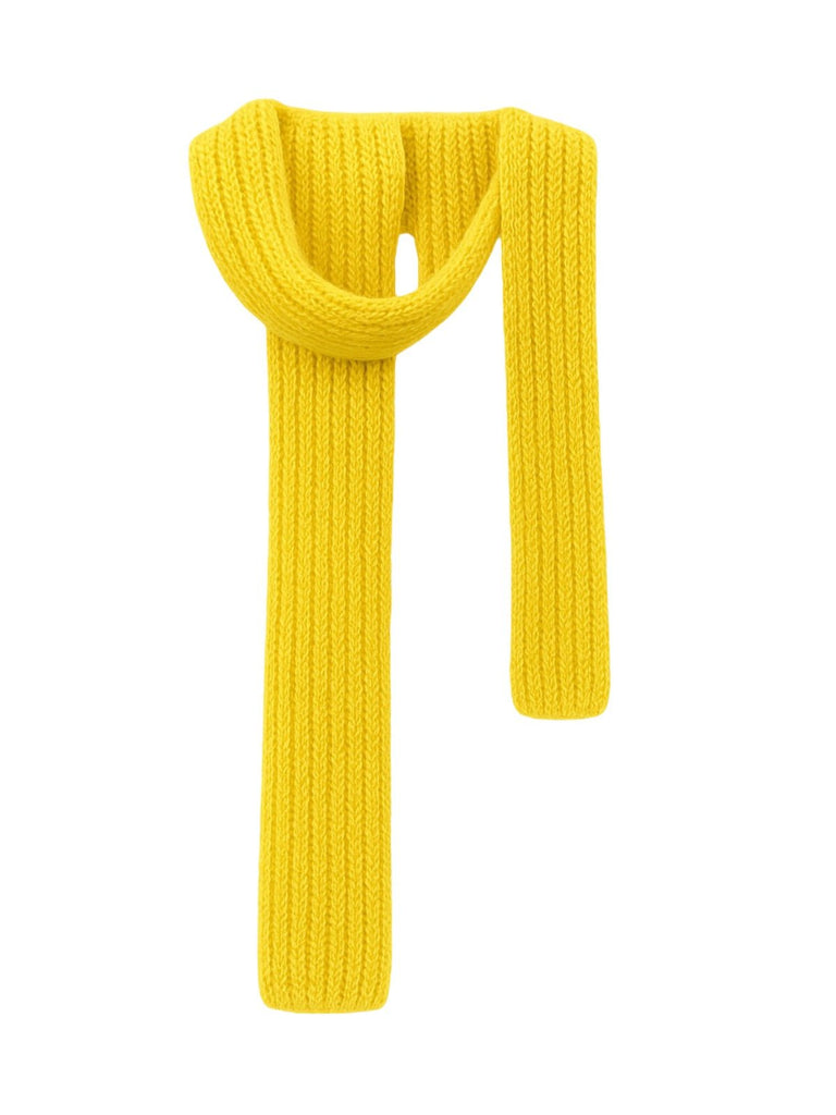 Écharpe courte unisexe en laine mélangée, mini foulard tricoté, douceur chaude pour l’hiver, style minimal chic, accessoire tendance automne hiver, modèle Migène - Écharpe - Jaune