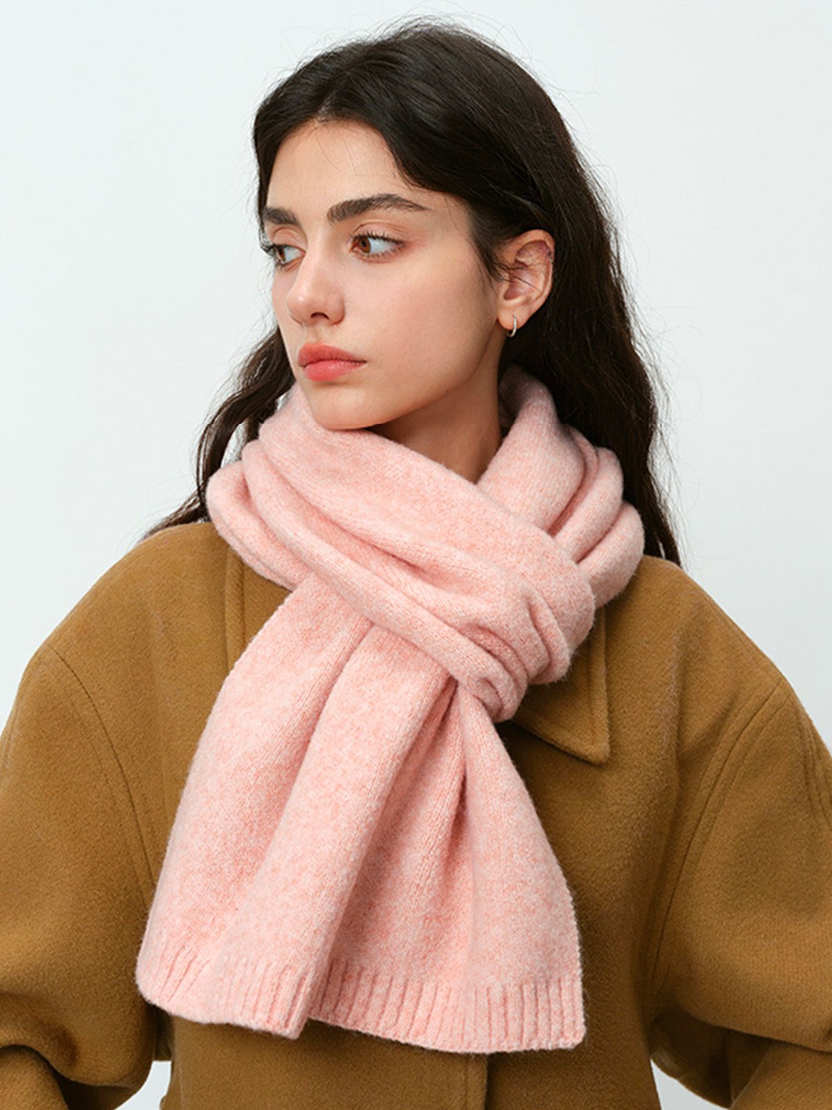 Écharpe douce en laine, maille épaisse hiver, toucher duveteux, unisexe, look cosy, chaude et confortable, coloré, modèle Wiza - Écharpe - Rose