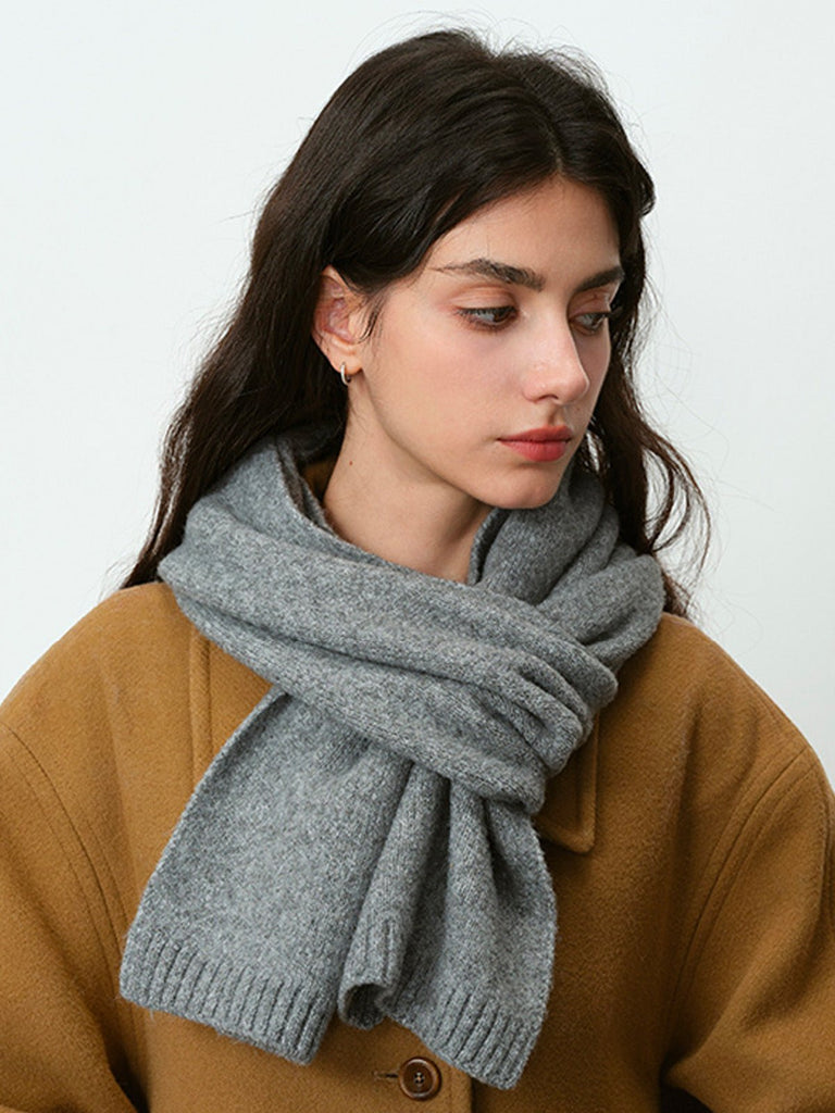 Écharpe douce en laine, maille épaisse hiver, toucher duveteux, unisexe, look cosy, chaude et confortable, coloré, modèle Wiza - Écharpe - Gris