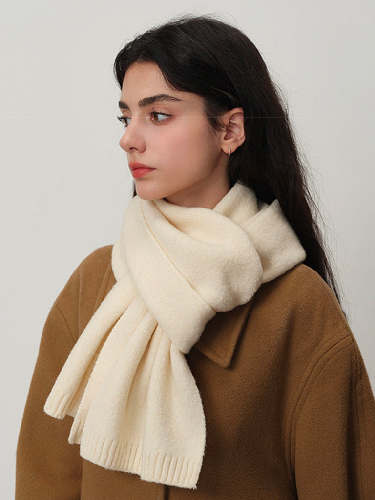 Écharpe douce en laine, maille épaisse hiver, toucher duveteux, unisexe, look cosy, chaude et confortable, coloré, modèle Wiza - Écharpe - Blanc