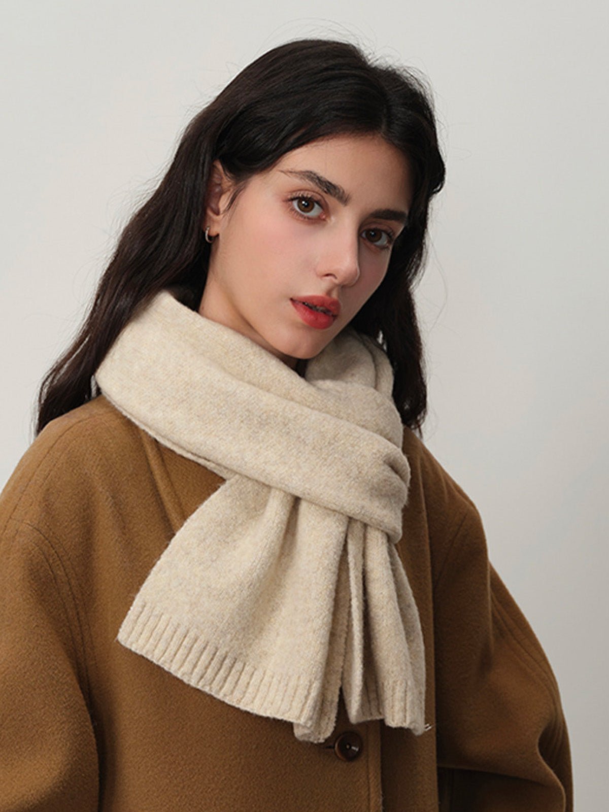 Écharpe douce en laine, maille épaisse hiver, toucher duveteux, unisexe, look cosy, chaude et confortable, coloré, modèle Wiza - Écharpe - Blanc