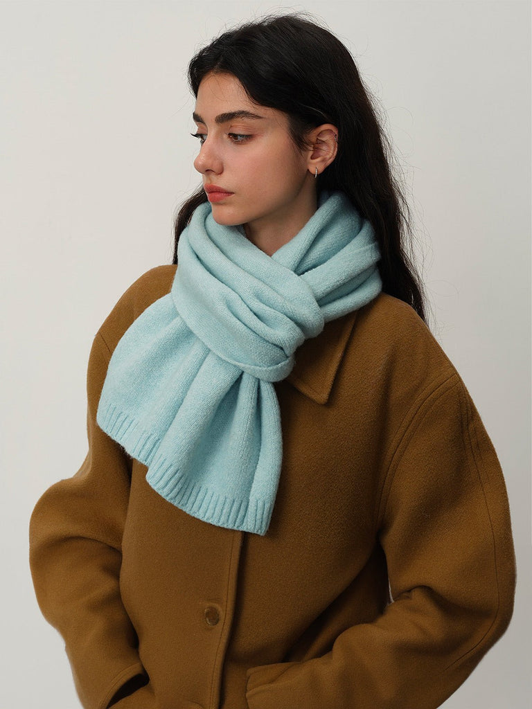 Écharpe douce en laine, maille épaisse hiver, toucher duveteux, unisexe, look cosy, chaude et confortable, coloré, modèle Wiza - Écharpe - Bleu clair