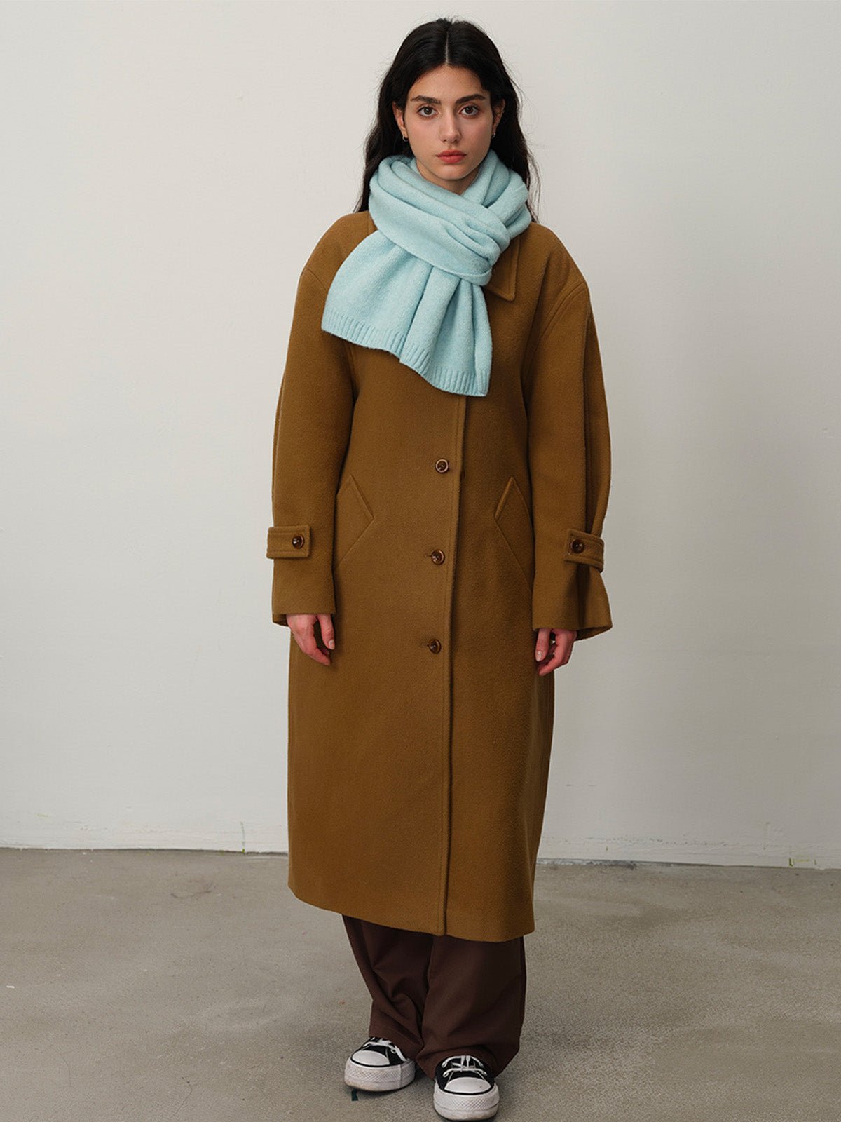 Écharpe douce en laine, maille épaisse hiver, toucher duveteux, unisexe, look cosy, chaude et confortable, coloré, modèle Wiza - Écharpe - Bleu clair