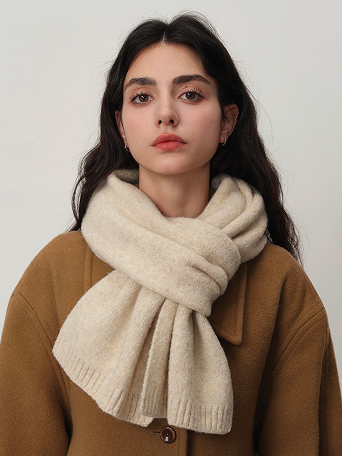 Écharpe douce en laine, maille épaisse hiver, toucher duveteux, unisexe, look cosy, chaude et confortable, coloré, modèle Wiza - Écharpe - Blanc